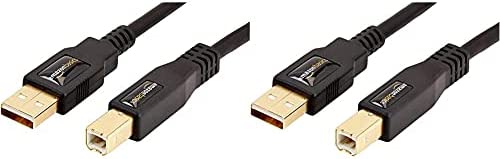 Amazon Basics USB 2.0 Printer Cable - A-Male to B-Male Cord - 10 Feet (3 Meters) & USB 2.0 Printer Cable - A-Male to B-Male Cord - 6 Feet (1.8 Meters), Black