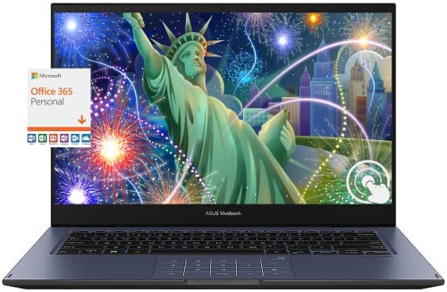 ASUS 2023 Newest Thin and Light VivoBook, 14 HD Touchscreen 2-in-1 Laptop, 4GB RAM, 256GB SSD, Intel Celeron Processor, NumberPad, Type-C,HDMI, Microsoft 365 Personal 1-Year Included, Windows 11 S