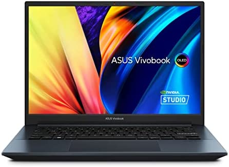ASUS VivoBook Pro 14 OLED Laptop, 14” 2.8K OLED Display, AMD Ryzen 7 6800H Mobile CPU, NVIDIA GeForce RTX 3050 GPU, 16GB RAM, 1TB SSD, Windows 11 Home, Quiet Blue, M6400RC-EB74
