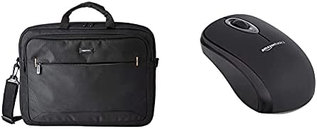 Amazon Basics 17.3-Inch Laptop Bag | Amazon Basics Wireless Mouse with Nano Receiver Set, Black