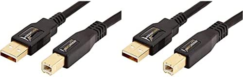 Amazon Basics USB 2.0 Printer Cable - A-Male to B-Male Cord - 10 Feet (3 Meters) & USB 2.0 Printer Type Cable - A-Male to B-Male - 16 Feet (4.8 Meters)