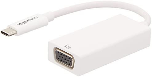Amazon Basics USB 3.1 Type-C to VGA Adapter - White, 5-Pack