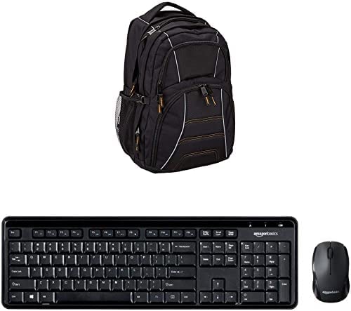 AmazonBasics Laptop Backpack & Amazon Basics Wireless Computer Keyboard and Mouse Combo