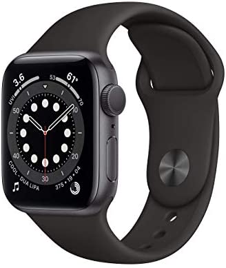 Apple Watch Series 6 (GPS, 40mm) - Space Gray Aluminum Case with Black Sport Band (Renewed)