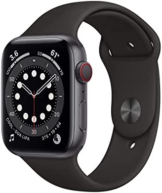 Apple Watch Series 6 (GPS + Cellular, 44mm) - Space Gray Aluminum Case with Black Sport Band (Renewed)