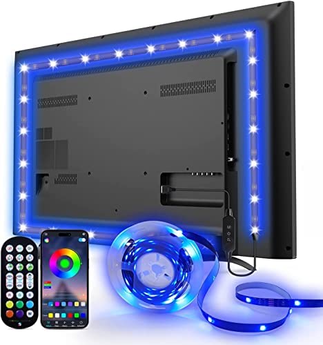 Daymeet LED TV Backlights, 9.8 ft USB Powered LED Lights for TV 32-60 inch Led TV Light RGB Color Changing LED Strip Lights TV Monitor Behind Lighting with Remote Music Sync Bluetooth APP Control