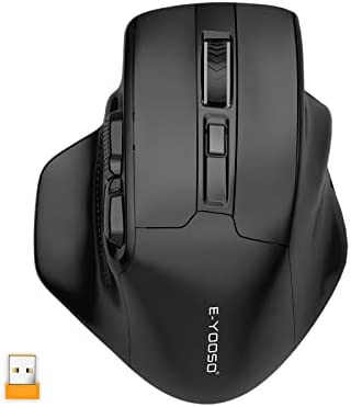 E-YOOSO Large Wireless Mouse, X-31 Large Mouse for Big Hands, 5-Level 4800 DPI, 6 Button Big Ergo Computer Mouse, 18 Months Battery Life Cordless Mouse for Laptop, Mac, Chromebook, PC, Windows(Black)