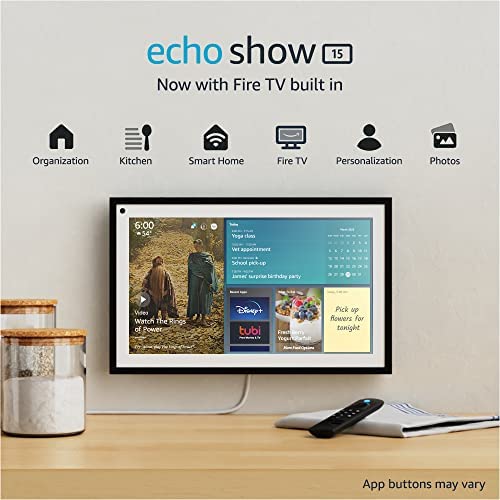 Echo Show 15 | Full HD 15.6" smart display with Alexa and Fire TV built in | Remote included
