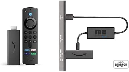 Fire TV Stick with Alexa Voice Remote Bundle. Includes Fire TV Stick with Alexa Voice Remote (includes TV controls), HD streaming device & Made For Amazon USB Power Cable