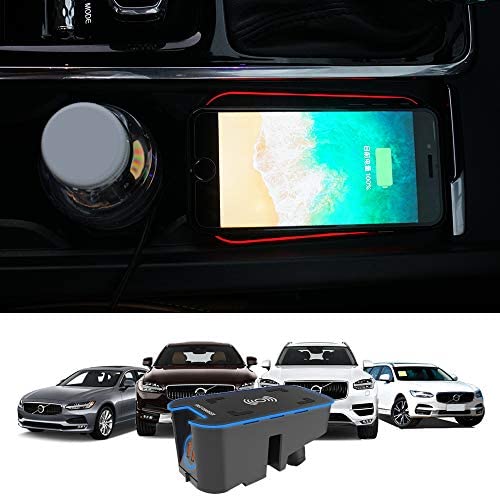 Kucok Car Wireless Charger Mount fit for Volvo XC90,XC60,S90L,V90 2017-2023, QC 3.0 Fast Charging Compatible with iPhone Xs,XR,X,8, fit for Samsung S9,S9,S8,S7,Note 8,Wireless Charging Devices