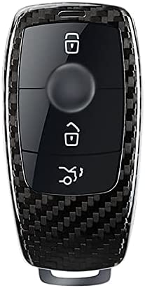 M.JVisun Genuine Carbon Fiber Key Fob Cover for Mercedes-Benz 2019-2021 A-Class C-Class G-Class 2017-2021 E-Class 2018-2021 S-Class Smart Car Remote Key Fob Case for Men Women - No Badge Logo - Black