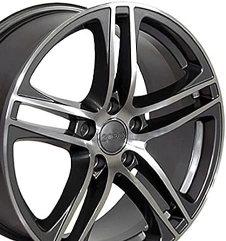 OE Wheels LLC 18 inch Rims Fits VW CC Beetle Audi A3 A8 A4 A5 A6 TT R8 Style AU07 18x8 Rims Gunmetal Machined SET