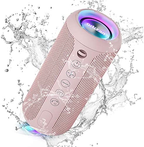Ortizan Portable Bluetooth Speakers, IPX7 Waterproof Wireless Speaker with 24W Loud Stereo Sound, Outdoor Speaker with Bluetooth 5.0, Deep Bass, RGB Lights, Dual Pairing, 30H Playtime for Home, Party