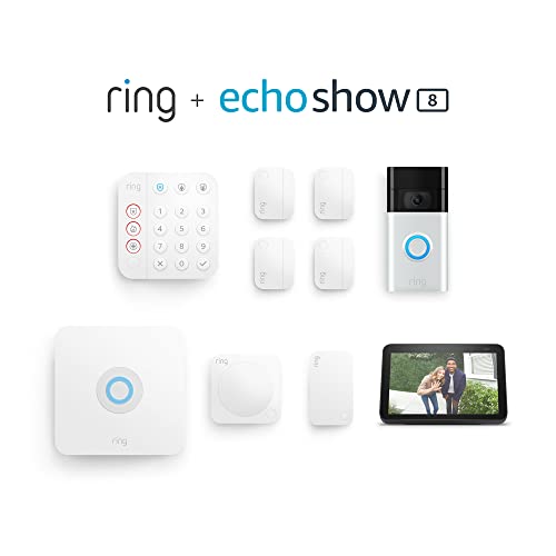 Ring Alarm 8-Piece Kit (2nd Gen) with Ring Video Doorbell and Echo Show 8 (2nd Gen, Charcoal)
