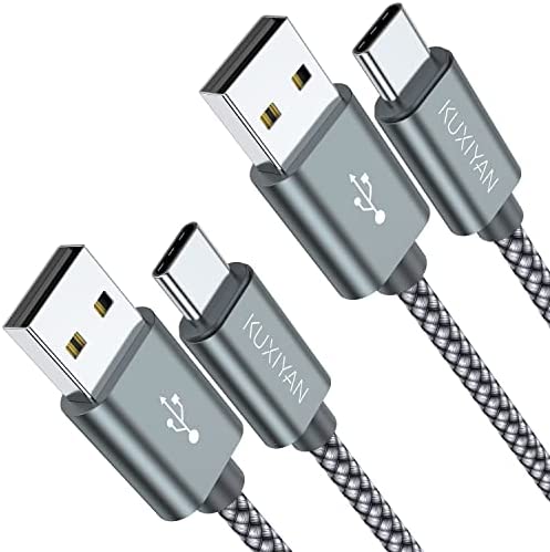 USB A to USB C Cable 3A Fast Charging, (2-Pack 3ft) Type C Charge Cord Compatible with Samsung Galaxy S10 S9 S8 Plus,A11 A10 A20 A51, Note 10 9 8, LG G6 G7 V20 V30 V40,Moto Z,USB C Charger(Gray)