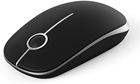 VssoPlor Wireless Mouse, 2.4G Slim Portable Computer Mice with Nano Receiver for Notebook, PC, Laptop, Computer (Black and Silver)