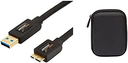 Amazon Basics USB 3.0 Charger Cable - A-Male to Micro-B - 3 Feet (0.9 Meters), Black & External Hard Drive Portable Carrying Case