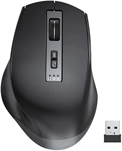 Bluetooth Mouse, Wireless Mouse Rechargeable with Ergonomic Design, Portable Computer Mouse, Multi Device Silent Mouse for Laptop, MacBook, Black