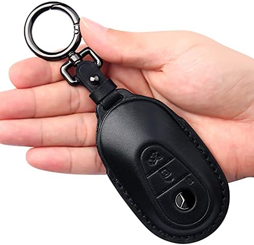 Tukellen for Mercedes Benz Leather Key Fob Cover with Keychain Compatible with 2020-2022 Mercedes Benz S-Class G-Class E-Class Smart Remote, Genuine Leather For Mercedes Benz Key case-Black