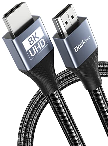 dockteck 8K HDMI Cable 6ft | High Speed hdmi to hdmi Cables 2.1, Braided Cord 60Hz 48Gbps 120Hz Support eARC Dolby Vision HDR 10 HDCP 2.2 & 2.3, Compatible with Roku TV PS5/4 HDTV Xbox Blu-ray